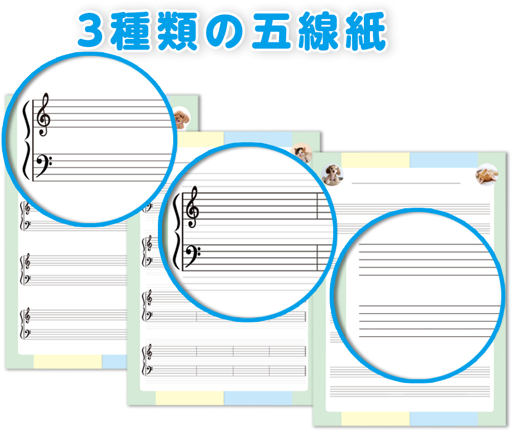 業界初！仮加線付き3種類の五線紙