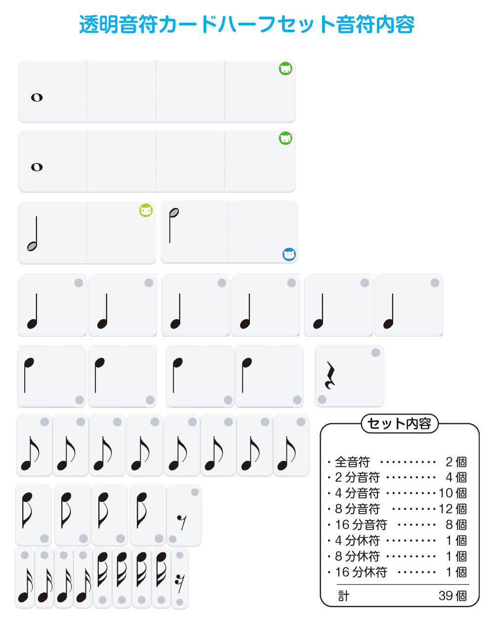 透明音符カード(マグネット) 39点