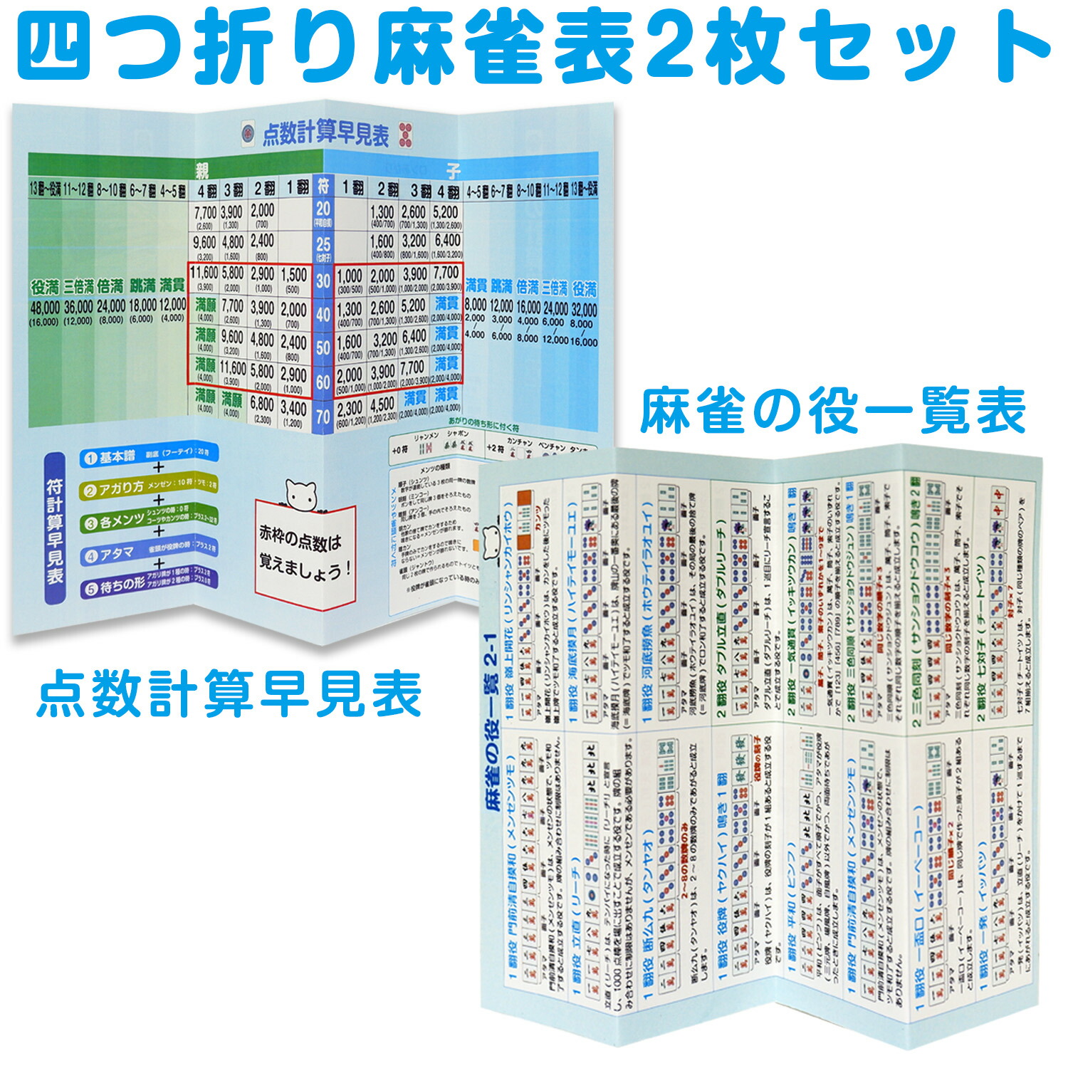 麻雀点数四つ折りお財布サイズ2枚セット